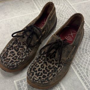 Twisted X Leopard Print Flats - Brown and Black